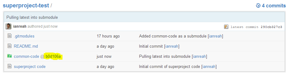 submodule updated in the github repository