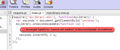Uncaught TypeError: Cannot call method 'onSecondsUpdate' of undefined