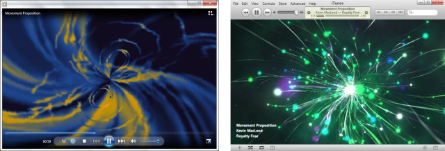 Music visualisers in Windows Media Player and iTunes